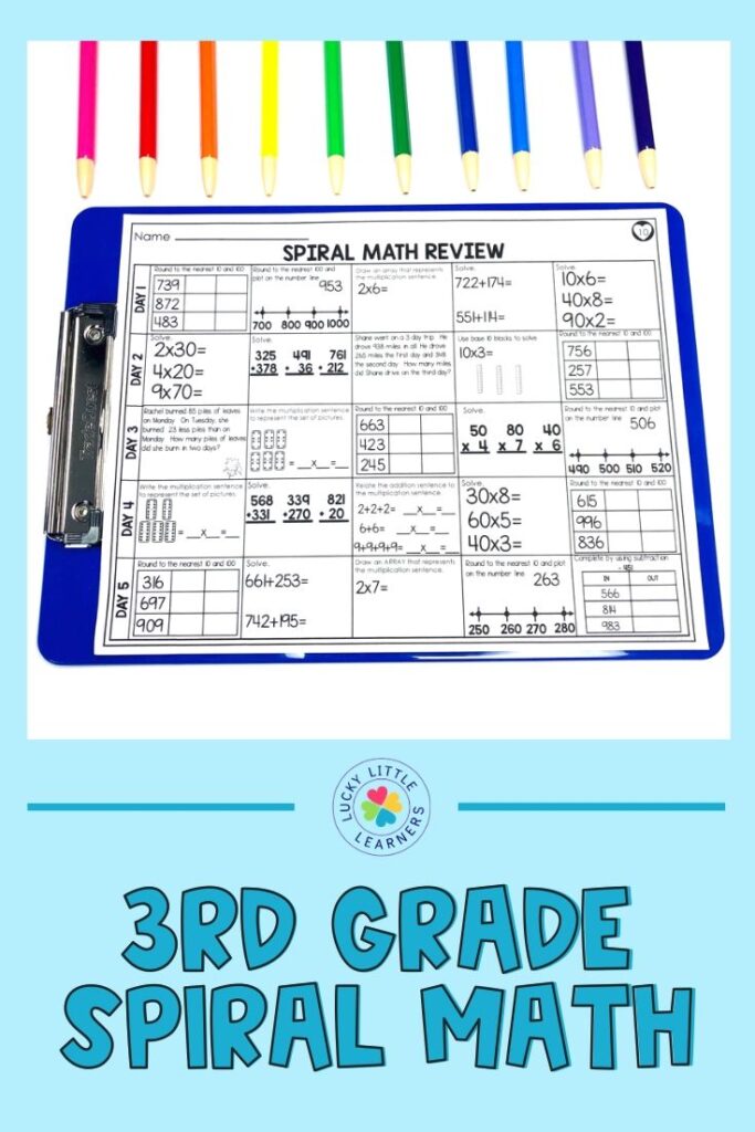 3rd Grade Spiral Math Review Bundle - Lucky Little Learners