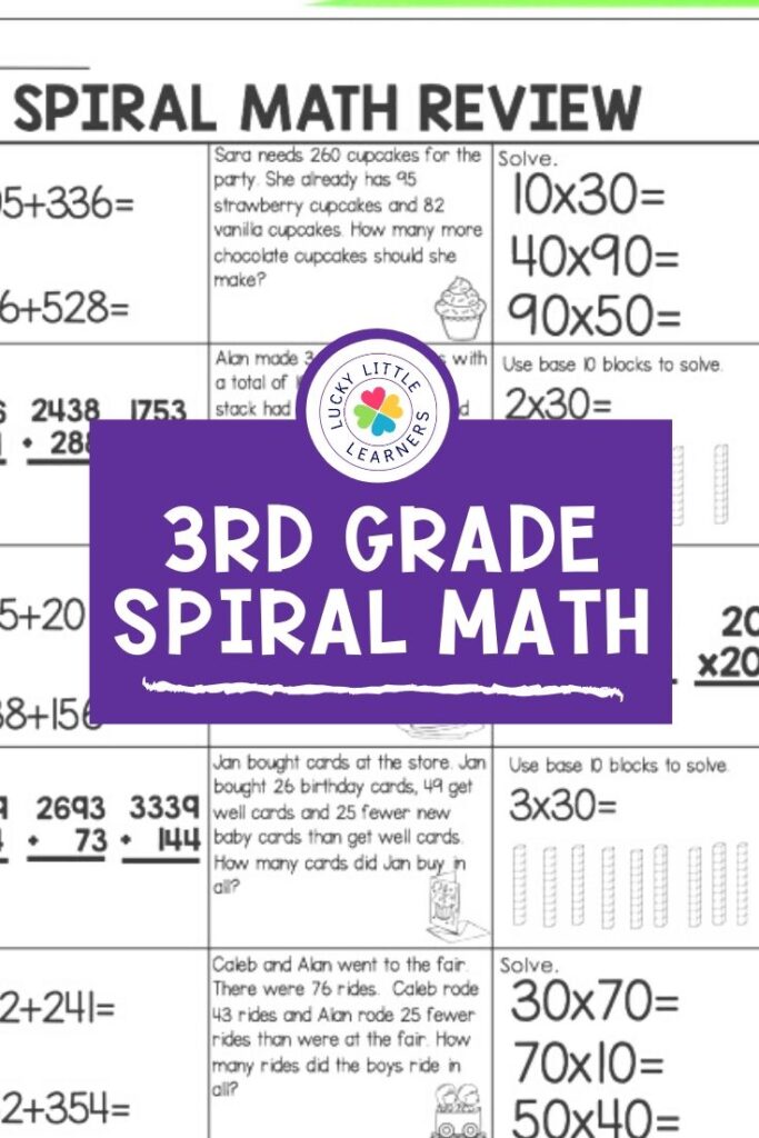 3rd Grade Spiral Math Review Bundle - Lucky Little Learners