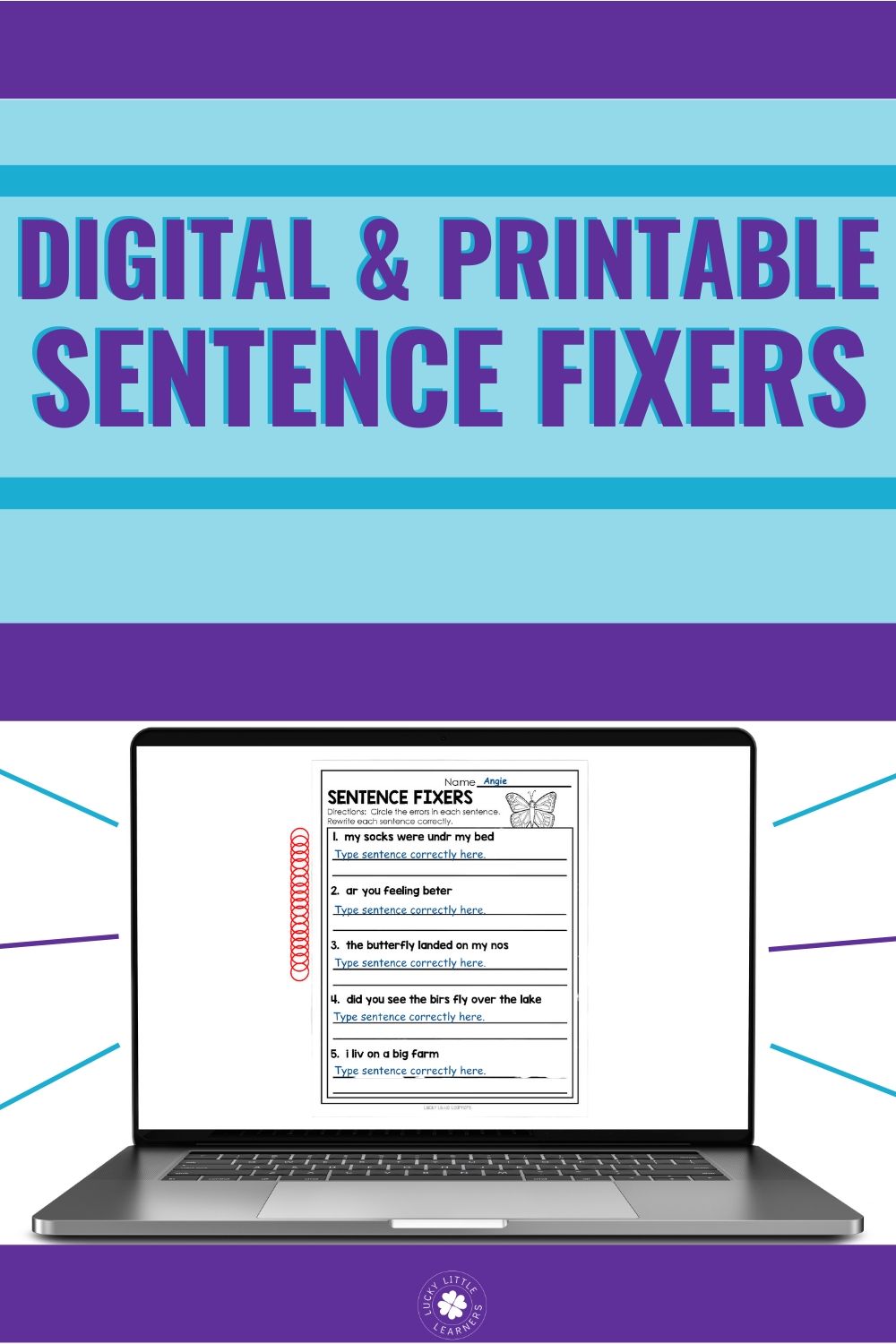 Improve sentence structure with digital and printable sentence fixers for classroom use, designed to enhance student writing skills and support language development.