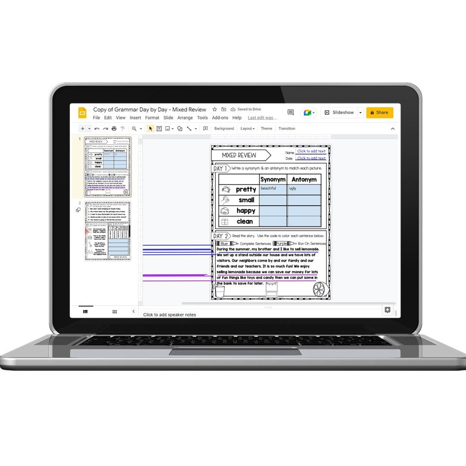 Digital - 2nd Grade Grammar Worksheets - Mixed Review - Lucky Little ...