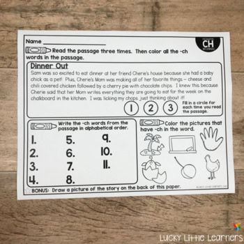 A colorful educational worksheet focusing on digraphs, diphthongs, silent letters, and R-controlled vowels for 2nd grade phonics practice, designed by Lucky Little Learners.