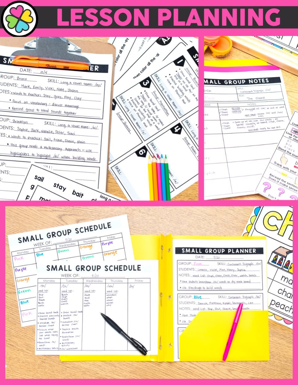 Enhance literacy intervention with the Lucky Little Learners Small Group Kit, featuring lesson planning, schedules, and notes for effective small group instruction and improved student literacy skill.