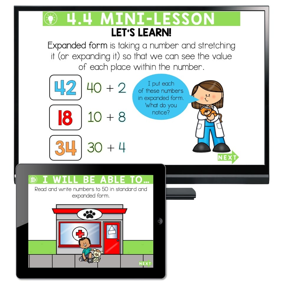 Lucky to Learn Math - 1st Grade - Lesson 4.4 - Standard and Expanded ...