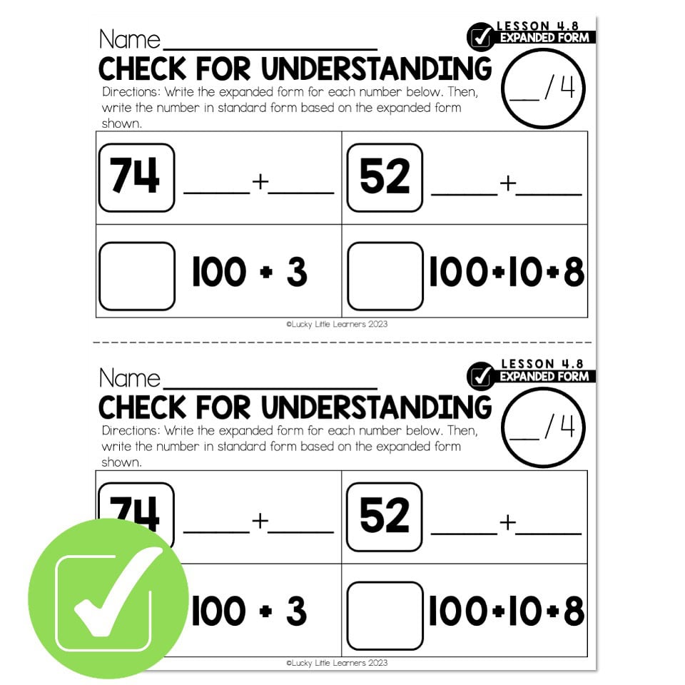 Lucky to Learn Math - 1st Grade - Lesson 4.8 - Standard and Expanded ...