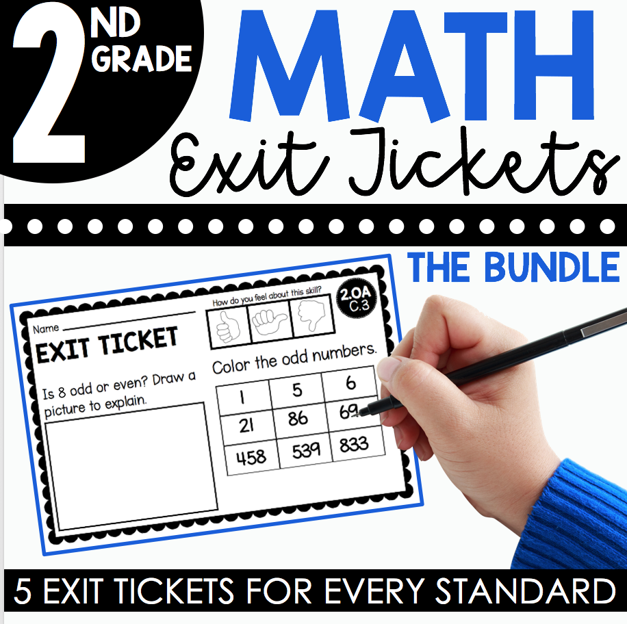 Engaging 2nd grade math exit tickets bundle for classroom assessment, featuring printable math exit slips, perfect for evaluating student understanding of math concepts and exit ticket strategies.