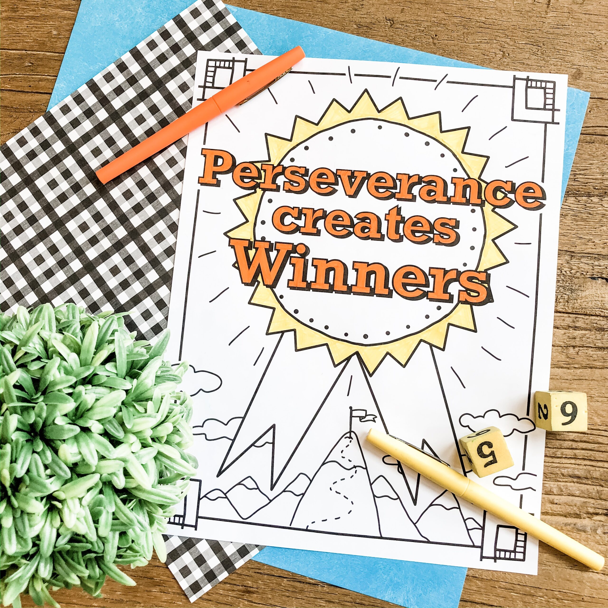 Perseverance creates winners; social emotional learning activity for 1st and 2nd grade students focusing on resilience and growth mindset.