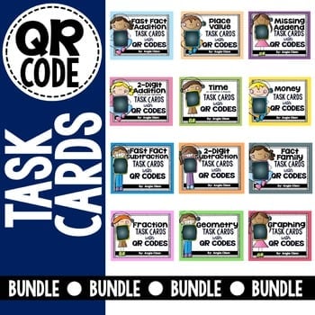 QR Code Math Task Card Bundle - Lucky Little Learners