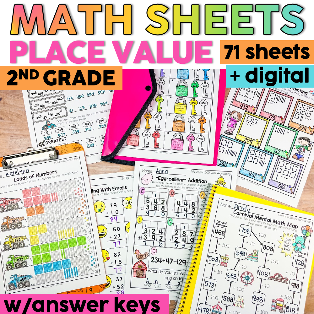 Enhance your 2nd grade math skills with colorful place value worksheets, digital resources, and answer keys designed to make learning fun and engaging for young learners.