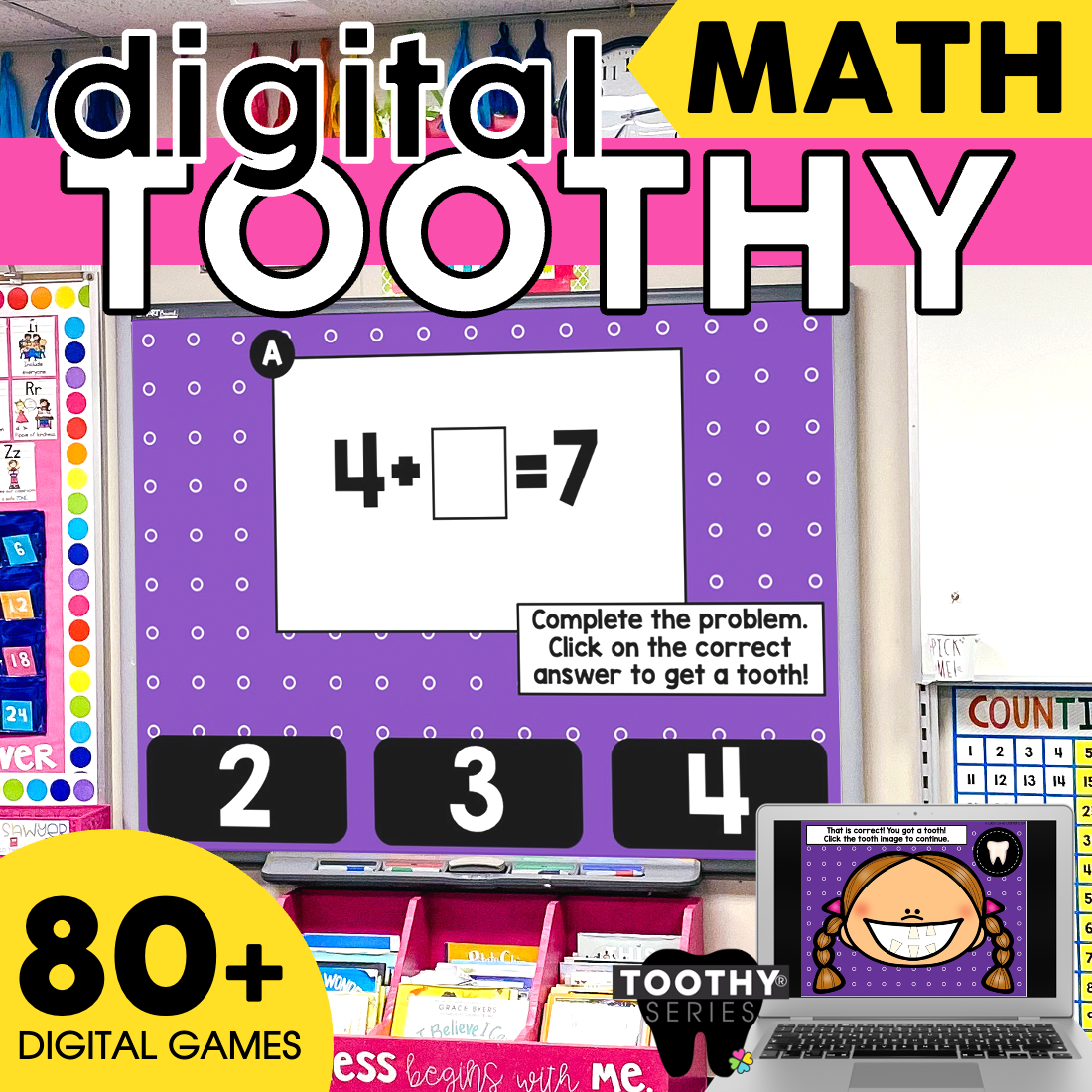math task cards 2nd grade Summer Sara J Creations Digital Toothy Math Task Cards