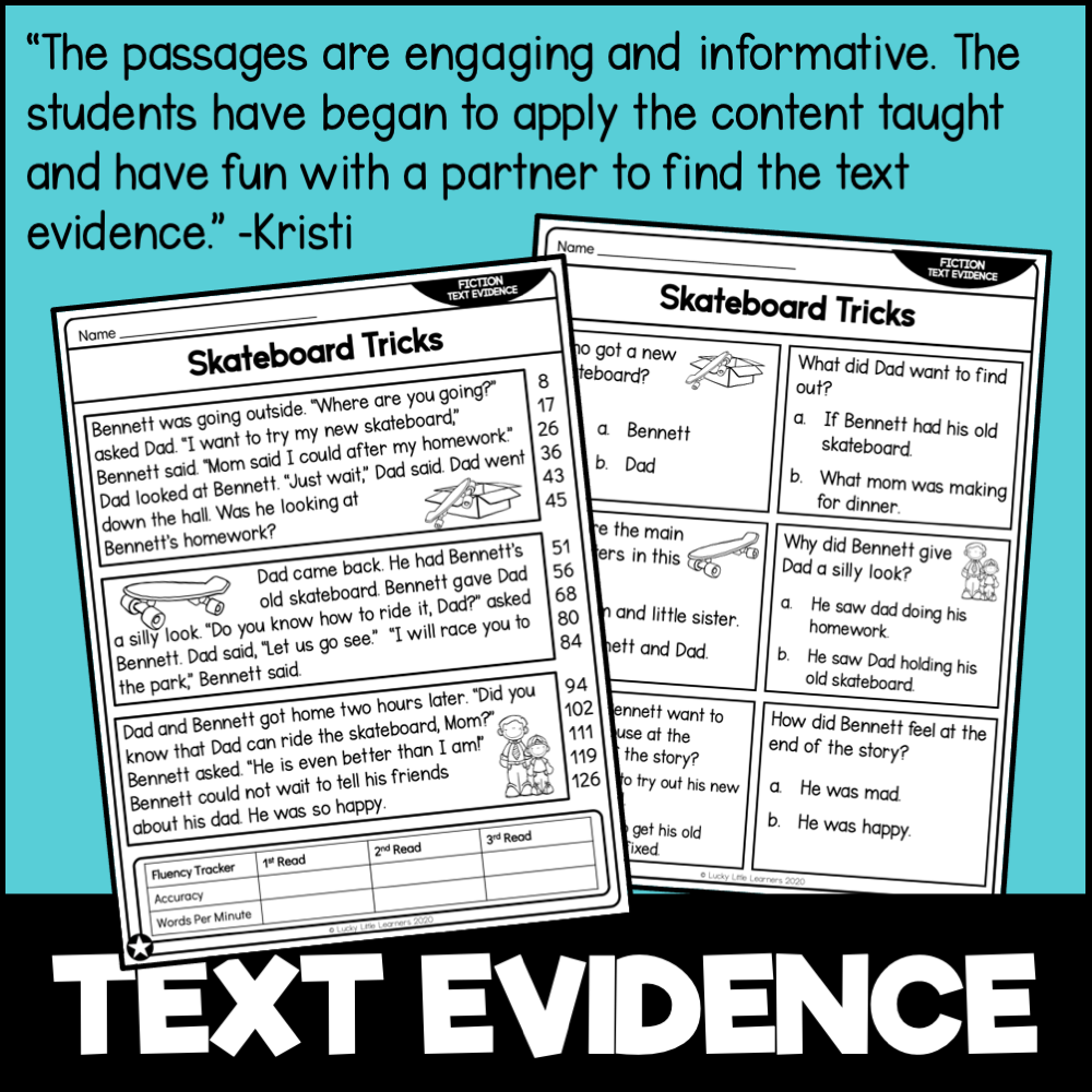Enhance 2nd grade reading comprehension with engaging fiction passages, questions, and text evidence activities focused on the 5 W's, perfect for classroom learning and literacy development.