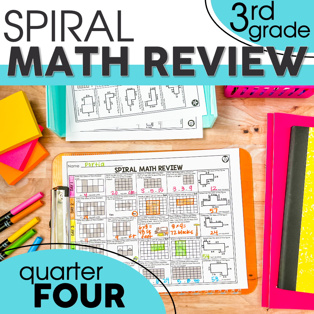 3rd Grade Spiral Math Review - 4th Quarter Only - Lucky Little Learners