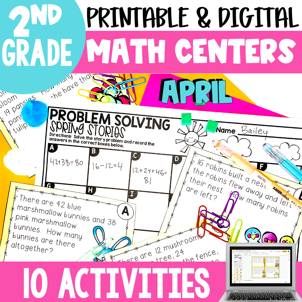 Engaging October Math Centers and Activities for 2nd Grade, featuring printable and digital resources for problem solving, number patterns, and more, perfect for classroom use.