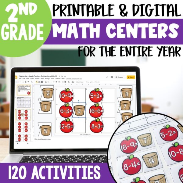 2nd Grade Math Centers Bundle - Lucky Little Learners