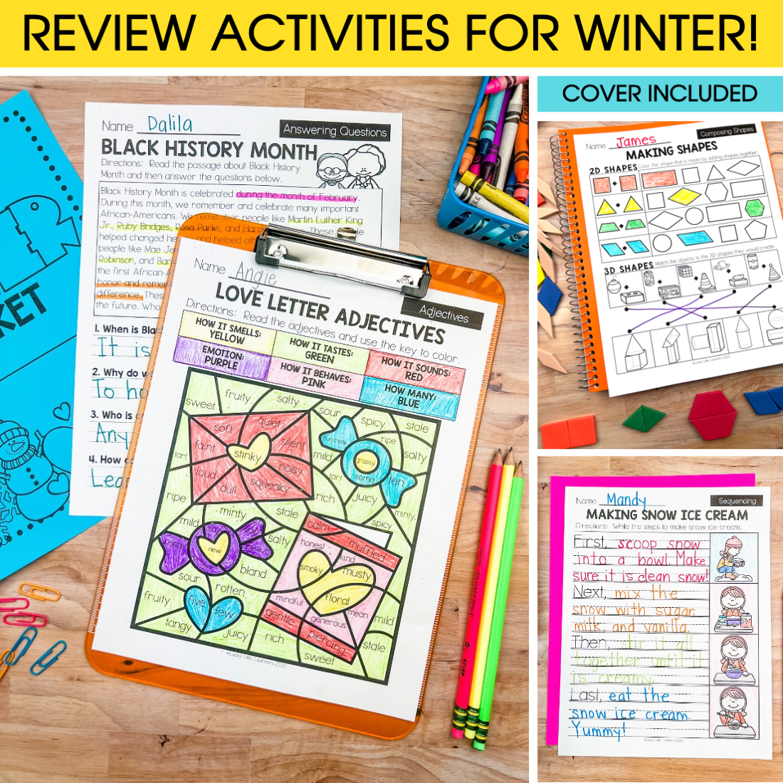 Black History Month activities, winter early finishers packet for 1st grade, engaging educational worksheets, and fun learning resources for young students.