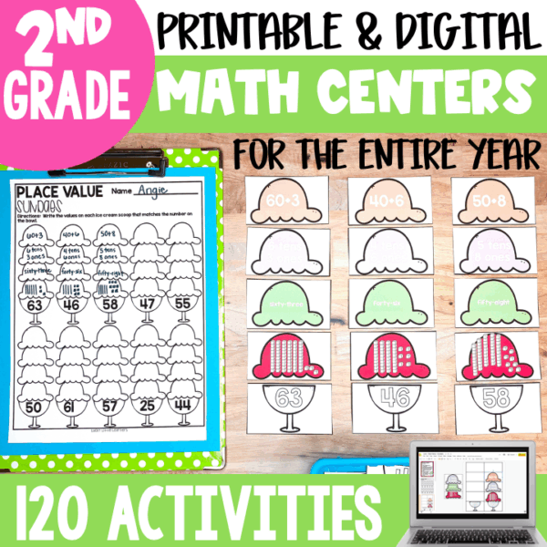 April Math Centers and Activities for 2nd Grade - Lucky Little Learners