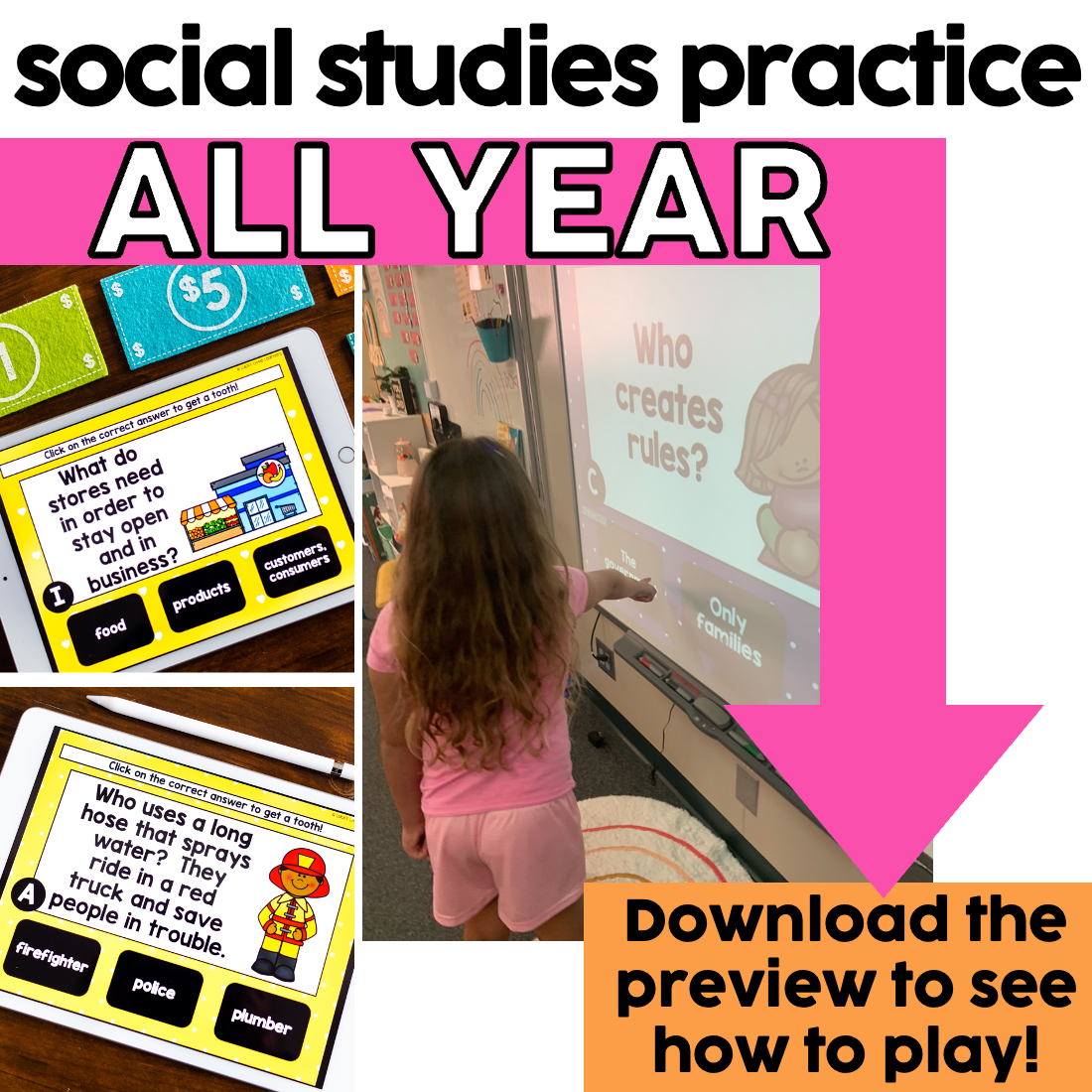 Engaging 2nd grade social studies digital task cards for classroom activities, featuring interactive Google Slides and Toothy® content to enhance social studies practice and learning.