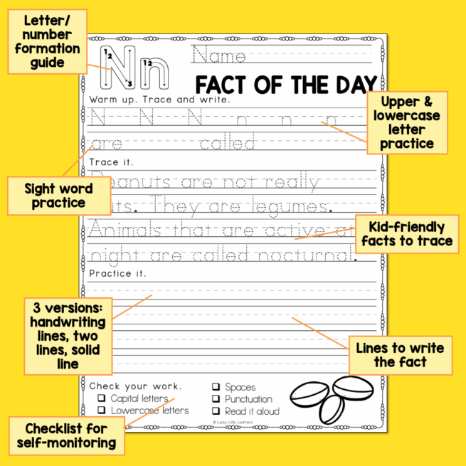 Handwriting Practice - Jokes and Facts - Lucky Little Learners