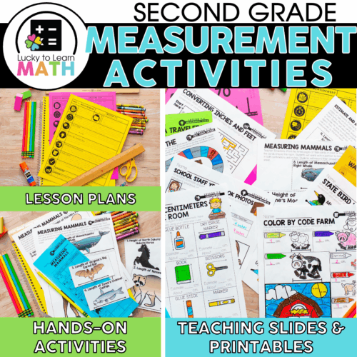 Second grade measurement activities including lesson plans, hands-on activities, and teaching slides with printable resources for engaging math lessons.