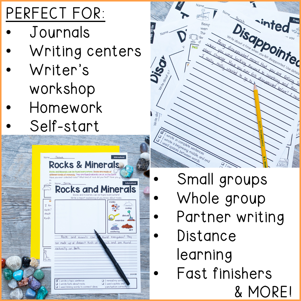 Engaging 1st and 2nd grade writing prompts for August, including print and digital options, perfect for journals, writing centers, and homework to boost young learners' writing skills.