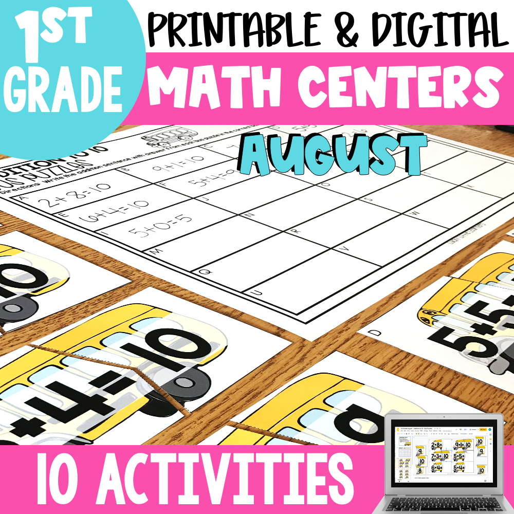 A printable and digital October math centers and activities pack for 2nd grade, featuring engaging math exercises, colorful visuals, and hands-on learning tools for classroom or homeschool use.