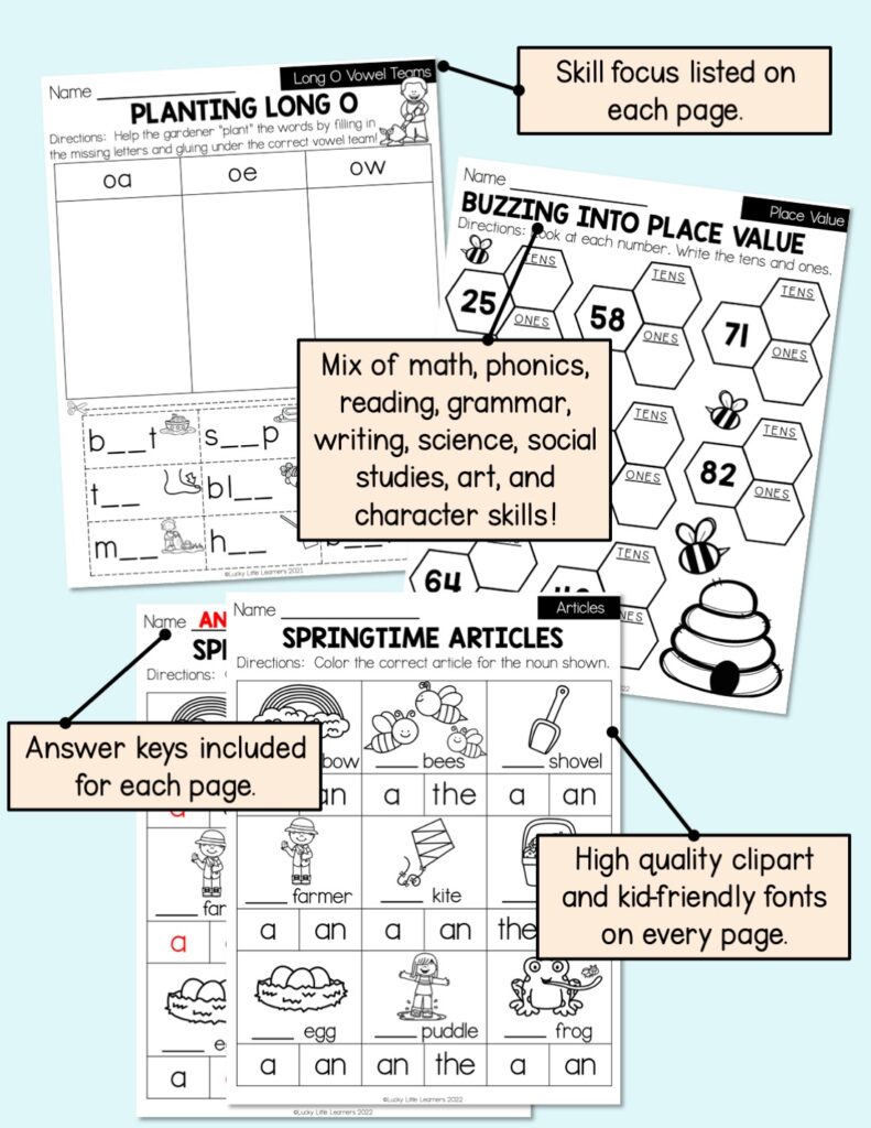 1st Grade Spring Early Finisher Packet - Lucky Little Learners