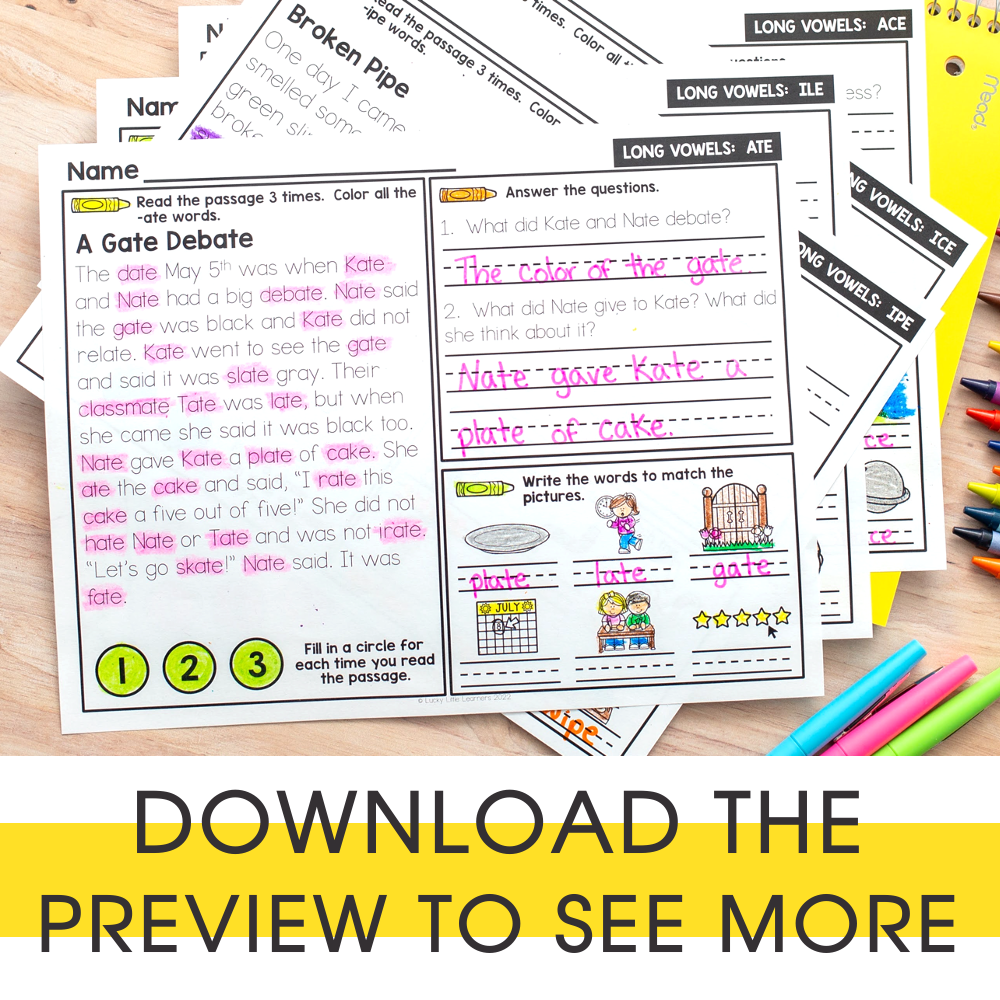 Long Vowels - 2nd Grade Decodable Reading Comprehension Passages ...