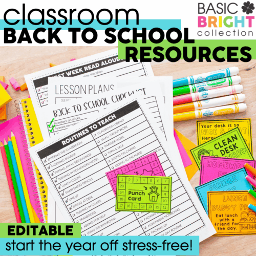 Bright classroom resources for back to school, including editable newsletters, lesson plans, and fun activity cards to start the year stress-free and organized.