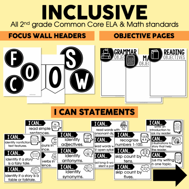 2nd Grade I Can Statements | Common Core | Focus Wall Headers - Lucky ...
