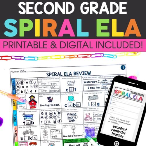 2nd Grade ELA Spiral Review Bundle - Lucky Little Learners