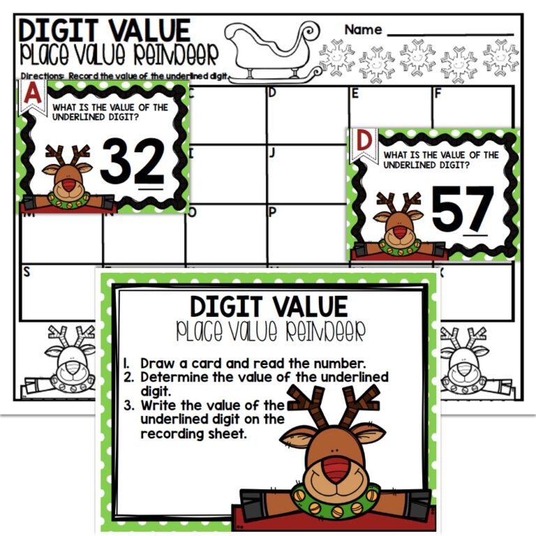 2nd Grade December Math Center - Place Value - Lucky Little Learners