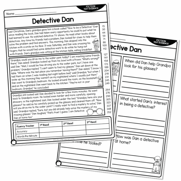 2nd Grade Fiction Text Evidence and 5 W's Reading Passage - Detective ...