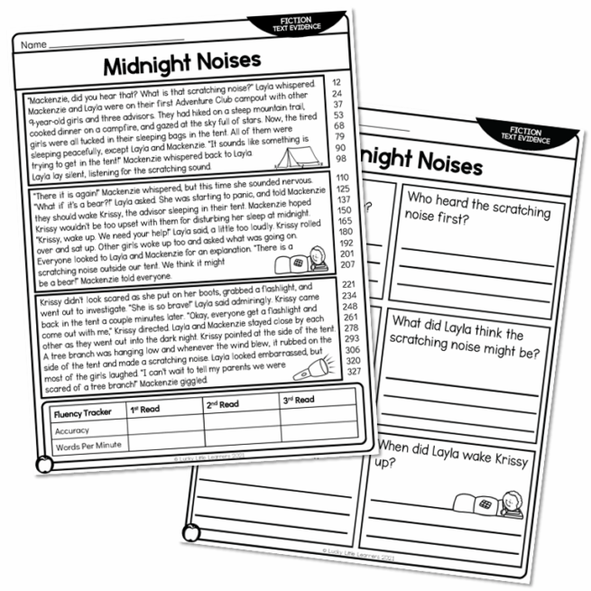 2nd Grade Fiction Text Evidence and 5 W's Reading Passage - Midnight ...