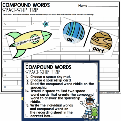 2nd Grade Grammar Center - Compound Words - Lucky Little Learners