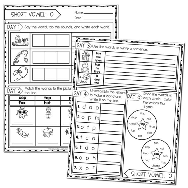 2nd Grade Phonics Worksheets - Short Vowel O - Lucky Little Learners