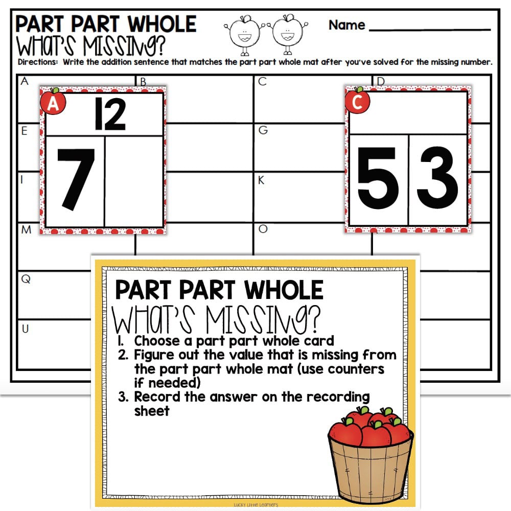 Math Lesson Parts 2nd Grade September Math Center - Part Part Whole - Lucky Little Learners