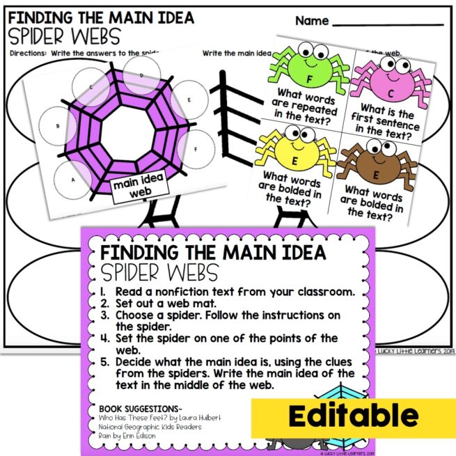 Editable - 2nd Grade Reading Center - Finding the Main Idea - Lucky ...
