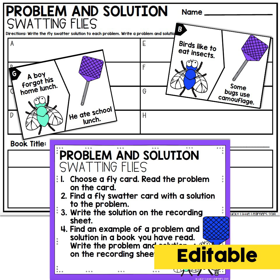 Editable - 2nd Grade Reading Center - Problem and Solution - Lucky ...