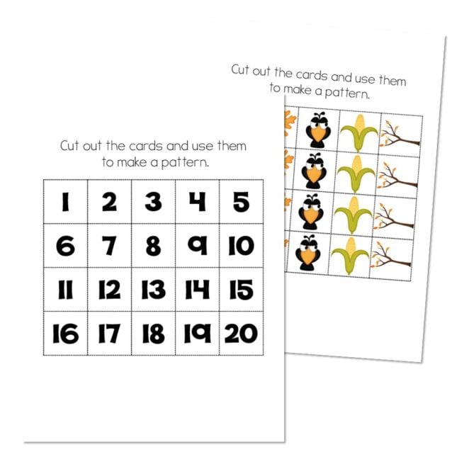 Fall Math Activities - Patterns with Cards - Lucky Little Learners
