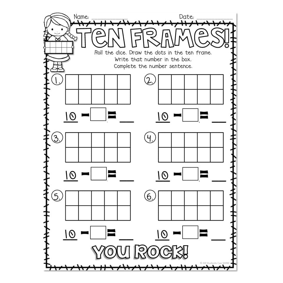 Hands On Subtraction - Ten Frames - Lucky Little Learners