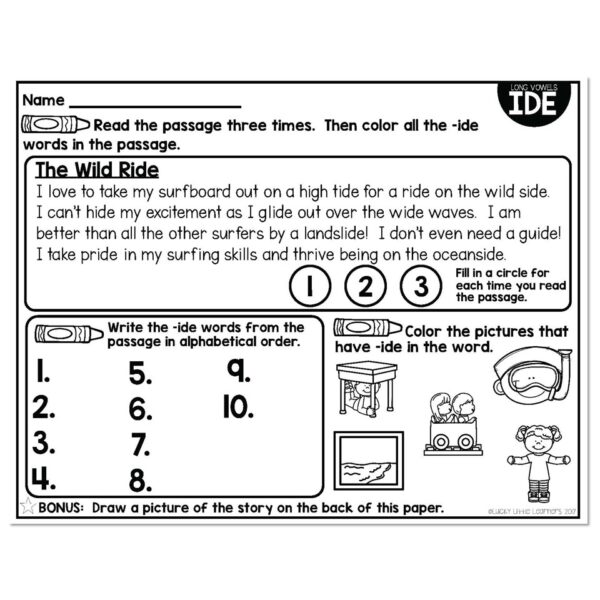 IDE - Long Vowels Phonics Mats 2nd Grade - Lucky Little Learners