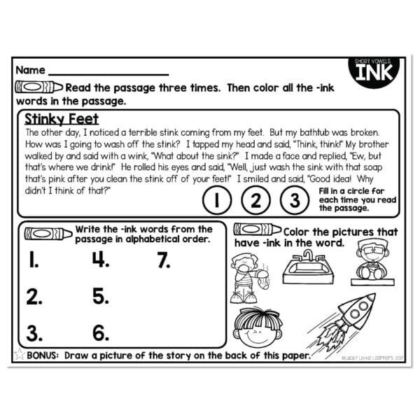 INK - Short Vowels Phonics Mats 2nd Grade - Lucky Little Learners