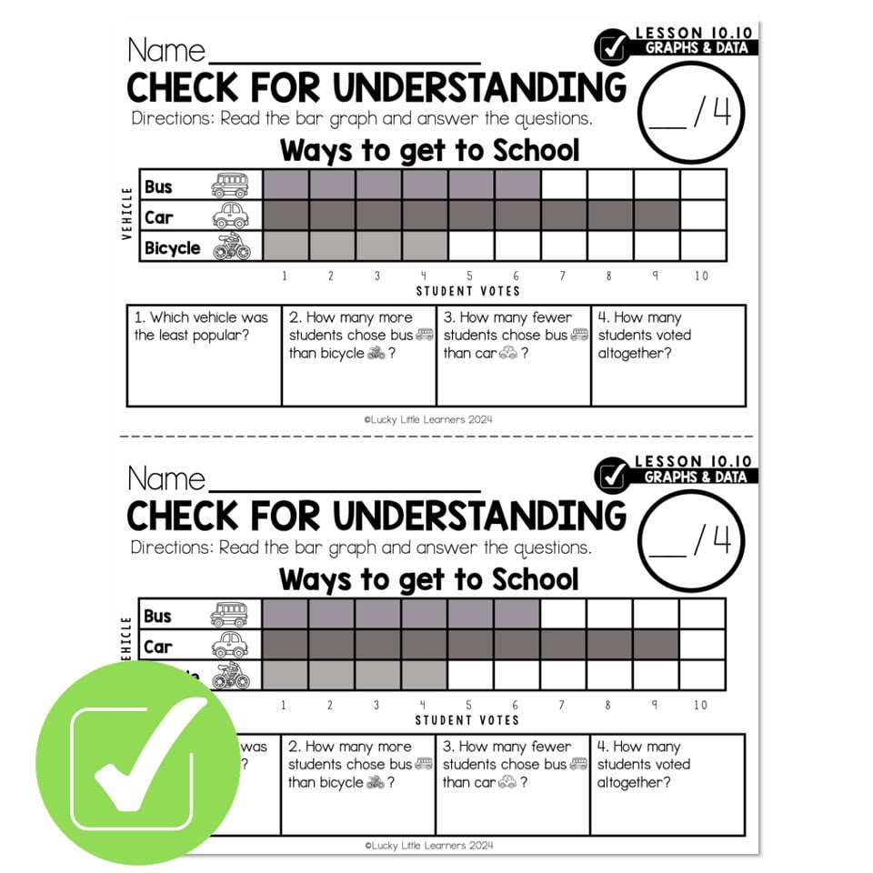 Lucky to Learn Math - 1st Grade - Lesson 10.10 - Graphs and Data Review ...