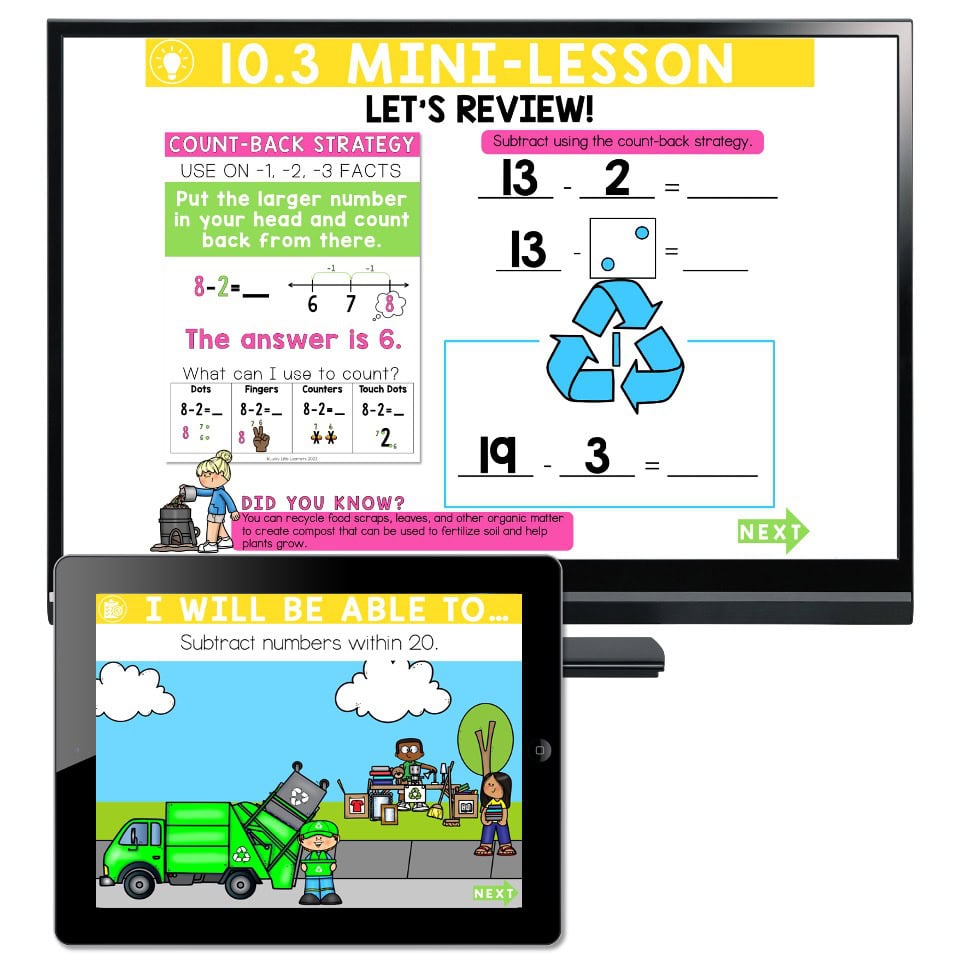 Lucky to Learn Math - 1st Grade - Lesson 10.3 - Subtraction Review ...