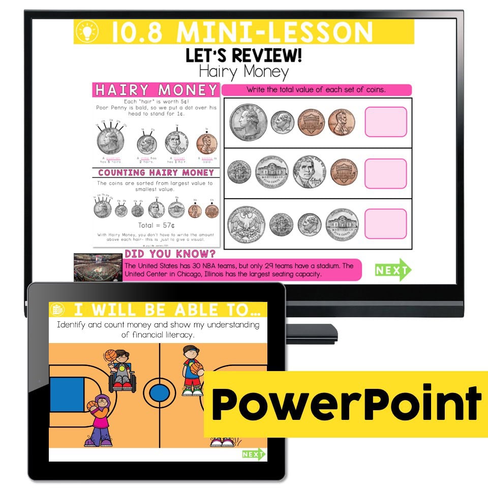 Lucky to Learn Math - 1st Grade - Lesson 10.8 - Money Review - Teaching ...