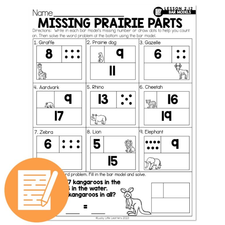 Lucky to Learn Math - 1st Grade - Lesson 2.12 - Bar Models ...