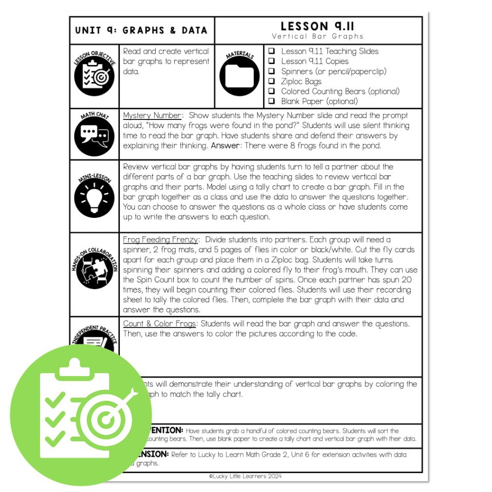 Lucky to Learn Math - 1st Grade - Lesson 9.11 - Bar Graphs - Lesson ...