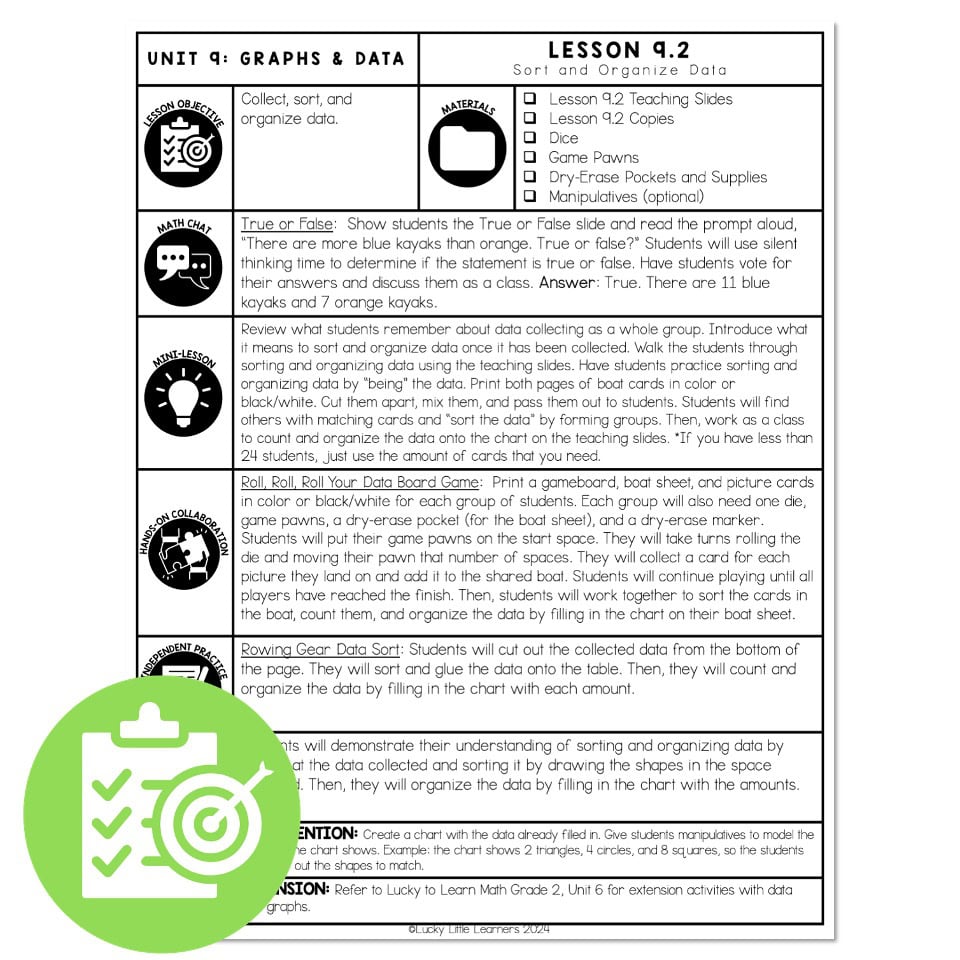 Lucky to Learn Math - 1st Grade - Lesson 9.2 - Organize Data - Lesson ...