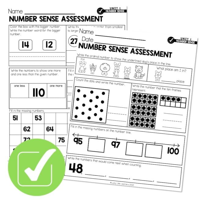 Lucky to Learn Math - 1st Grade - Unit 1 - Number Sense - Assessment ...