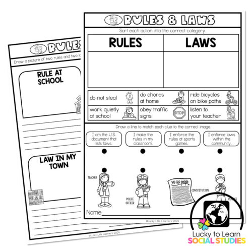 Lucky to Learn Social Studies - Rules and Laws - One-Pager - Lucky ...