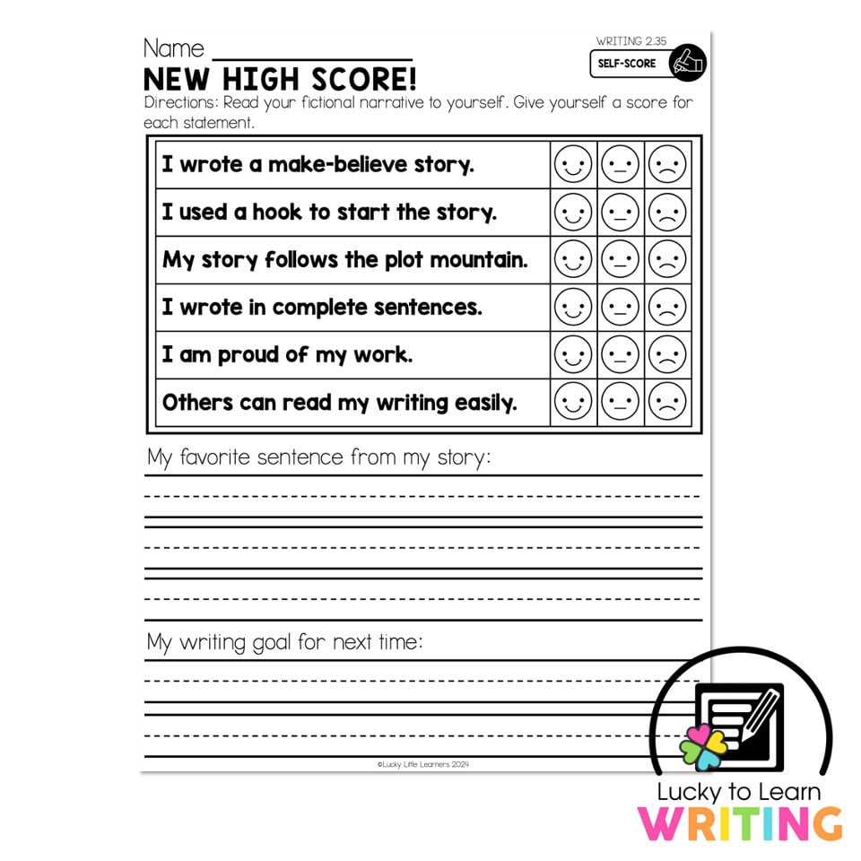 Lucky to Learn Writing - Unit 2 Narrative - Writing 2.35 - Self-Score ...